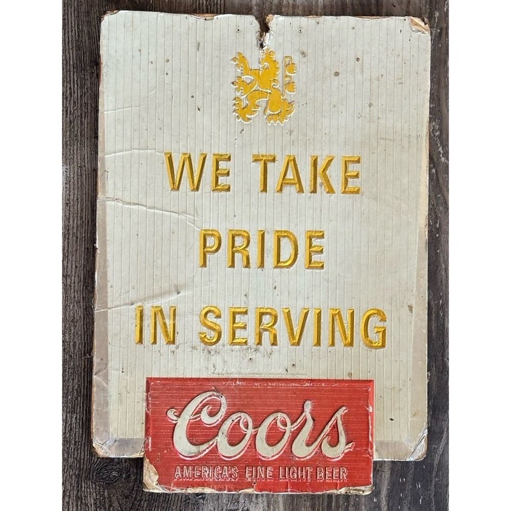 Vintage 1965 Coors Beer Embosograph Display Heavy Cardboard Sign Distressed